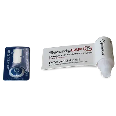 SecurityCAP Mobile Phase Safety Filter, 6-month Capacity, 1/4in-28 Threads, Ea