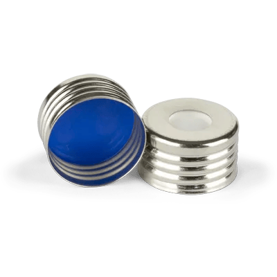 Verex HS Screw Cap, 18mm, Magnetic, slv, SPME PTFE/Silicone septa (blue/white), 100/pk